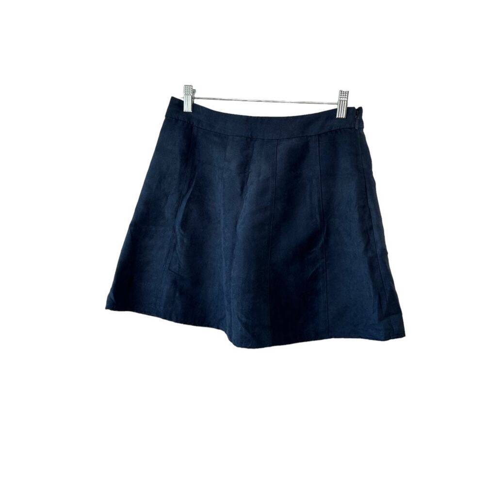 BCBGeneration Navy Blue A-Line Skater Skirt Women's Size 8 Faux Suede